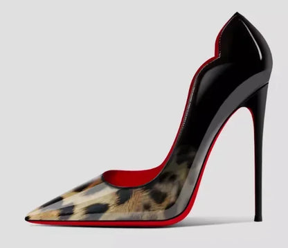 New 12cm pointed black high heels for women, slim heels with sexy temperament, shallow mouth, 34-46 red sole single shoes