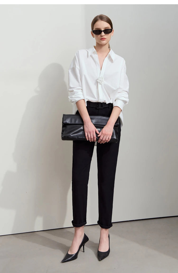 Amii 2025 Autumn Casual Slim Women Jeans Pants Elastic Waisted Cotton Jeans Tapered Fashion High Quality DenimTrousers 12541126