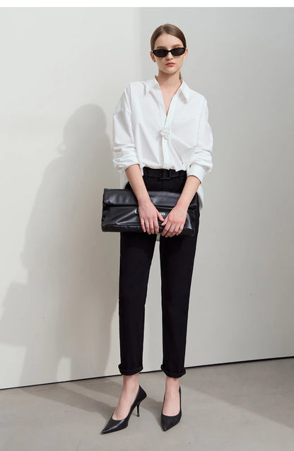 Amii 2025 Autumn Casual Slim Women Jeans Pants Elastic Waisted Cotton Jeans Tapered Fashion High Quality DenimTrousers 12541126