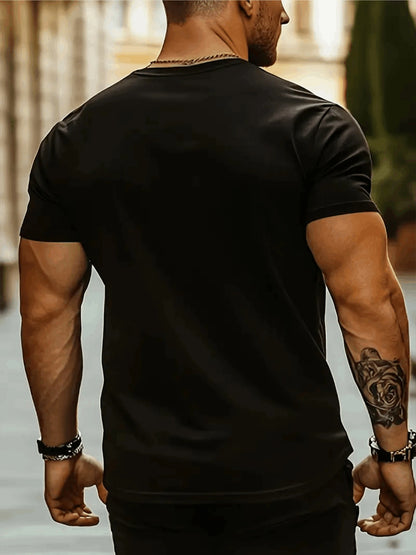 Men's summer 100 cotton fashionable casual loose sports fashionable coconut tree print round neck short sleeved T-shirt top