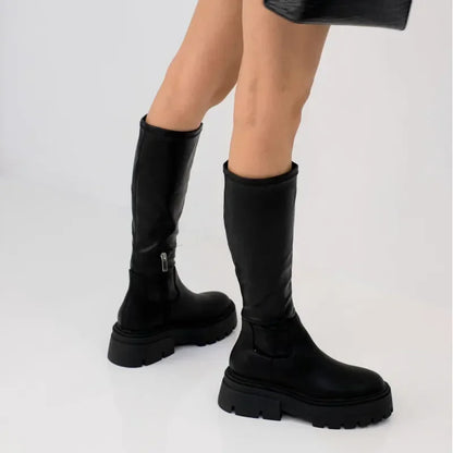 Botas De Mujer Ladies Fashion Knee Boots High Heels Thin Tall Boots Autumn Winter Warm Thick Sole Elastic  Rider Boots
