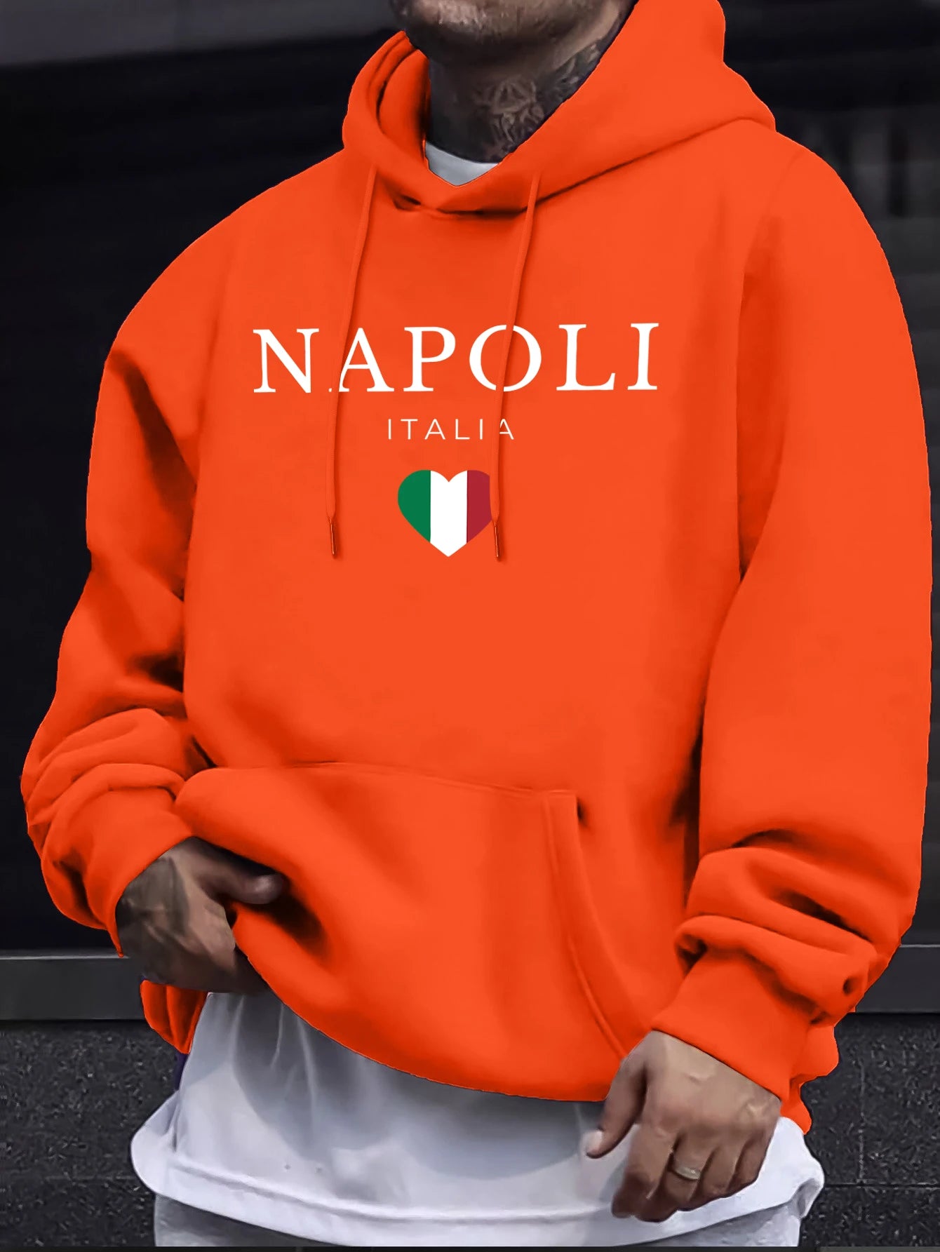 Napoli Italia Letter And Flag Print 12 Color Top Man'S Autumn Casual Pullovers Street Warm Sweatshirt All-Match Commute Hoodie