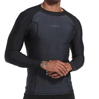 HOT Men Swimsuit Swimming T-shirt Beach UV Protection Swimwear Rash Guard Long Sleeve Surfing Diving Swimsuit Surf T-shirt 6XL