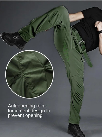Summer Sets Mens Outdoor Breathable Multiple Pockets Combat Long Sleeve Shirts Cargo Pants Suits Male