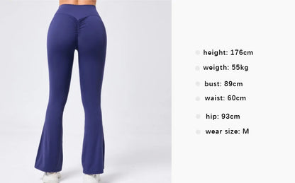 High Waist Sporty Flare Leggings Trousers Women Trends Scrunch Bum Leggings for Fitness Yoga Pants Gym Tights Push Up Red Black