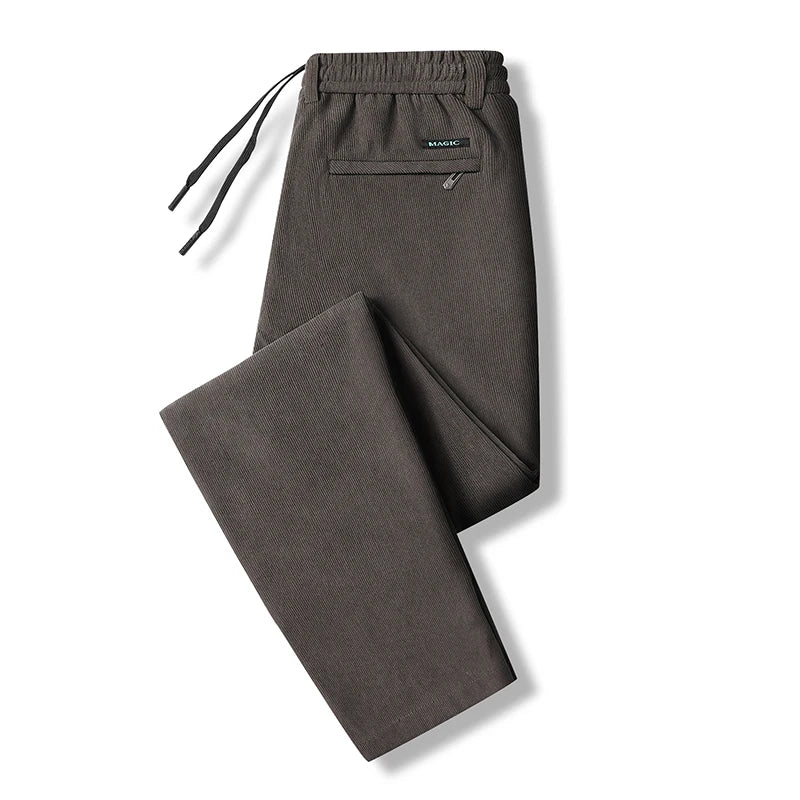 Elastic Waist Casual Pants Men Joggers Loose Fit Straight Pants Spring Autumn Male Trousers Large Size Black Grey