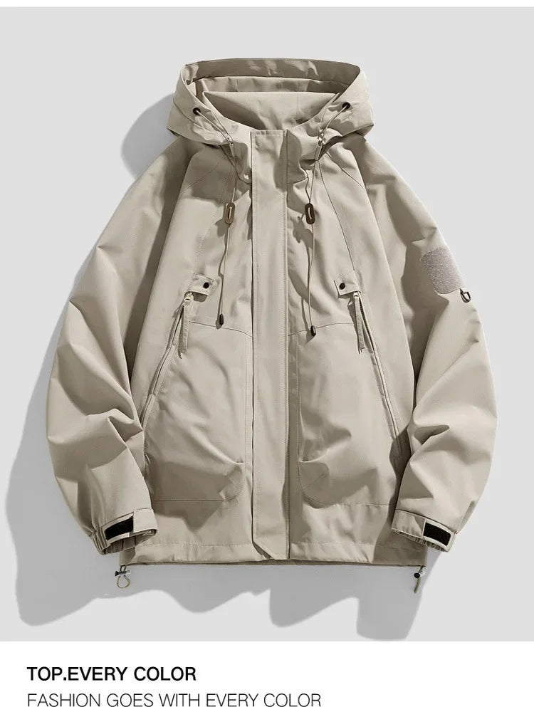 Spring Autumn Men's Jacket Casual Hooded Windproof Outwear Camping Hiking Climbing Outdoor Jackets Male Trendy Streetwear