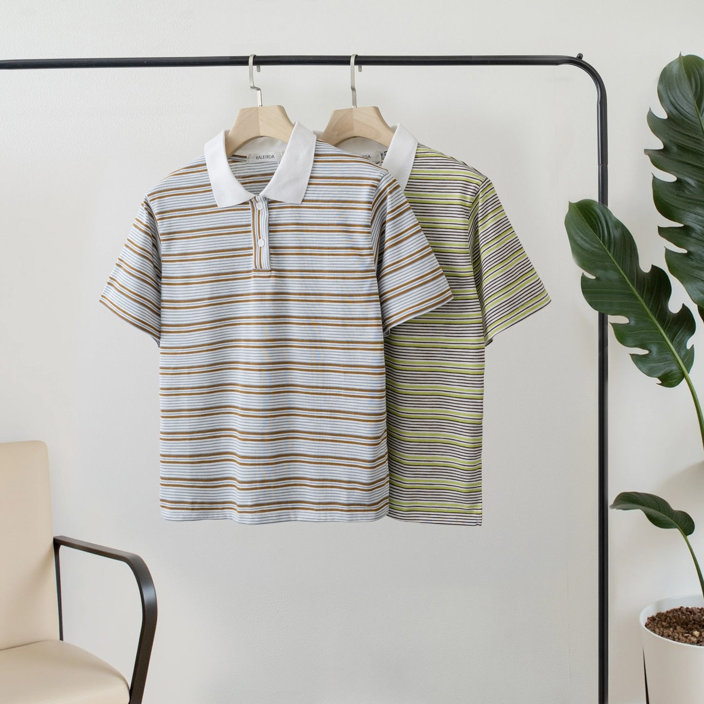 2025 Summer Women Casual Striped Short sleeve Polo Shirt T shirt