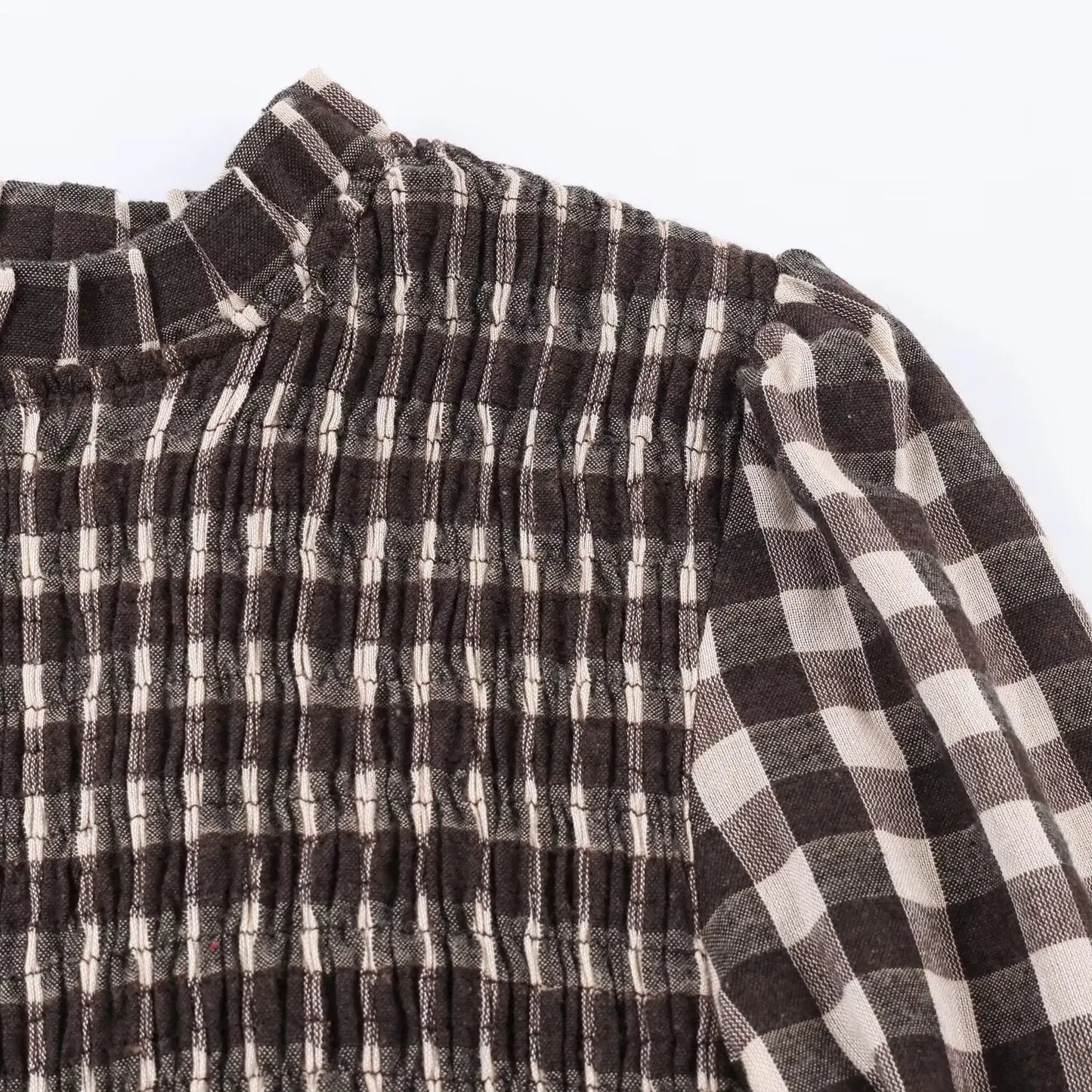 KONDALA Trendy Casual Plaid Slim Shirts Women Elegant Long Sleeve Stretch Bust Tops 2026 Spring Chic Holiday Fold Pleated Shirts