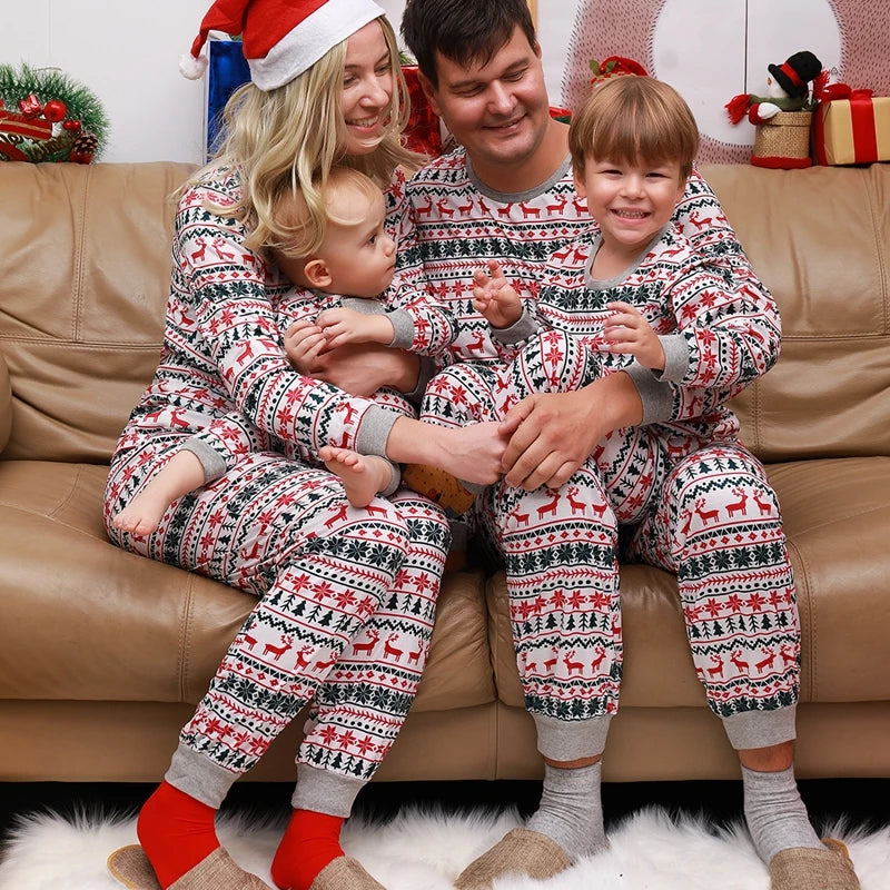 2026 New Year's Costumes Cartoon All Over Print Family Christmas Pajamas Couples Kids Matching Clothing Set Xmas Look Sleepwear