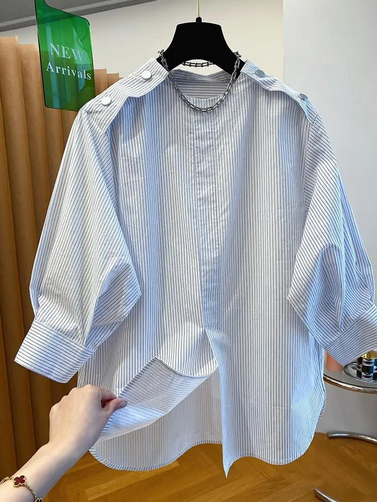 Elegant French Pullover Chic Design Tshirt Tees Women Buttons 2025 Summer Short Sleeve Shirt Korean Fashion Top