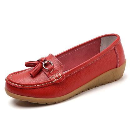 Women Flats Fashion Wedge Genuine Leather Ballerina Shoes Women Slip On Nurse Shoes Moccasins Breathable Shoes Female Plus Size