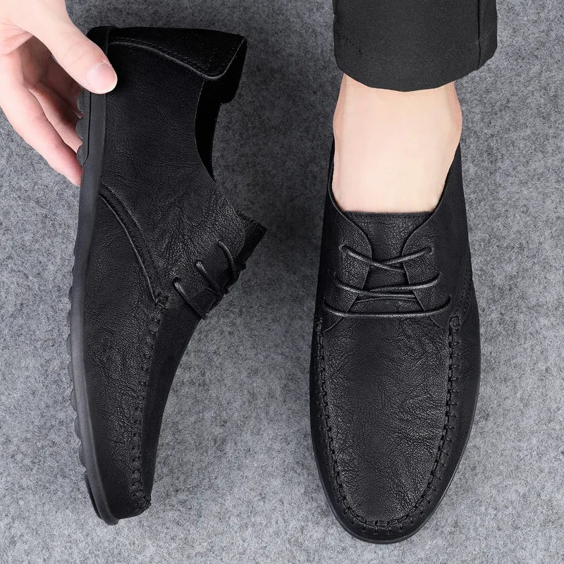 Leather Men Shoes Fashion Formal Mens Shoes Moccasins Italian Breathable Male Driving Shoes Black Plus Size Zapatos Para Hombres