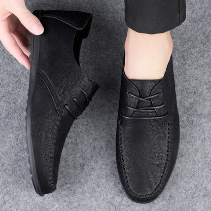 Leather Men Shoes Fashion Formal Mens Shoes Moccasins Italian Breathable Male Driving Shoes Black Plus Size Zapatos Para Hombres