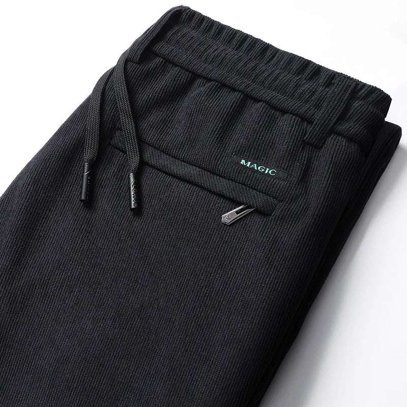 Elastic Waist Casual Pants Men Joggers Loose Fit Straight Pants Spring Autumn Male Trousers Large Size Black Grey