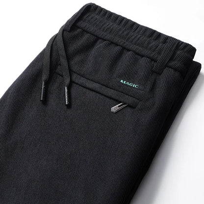 Elastic Waist Casual Pants Men Joggers Loose Fit Straight Pants Spring Autumn Male Trousers Large Size Black Grey