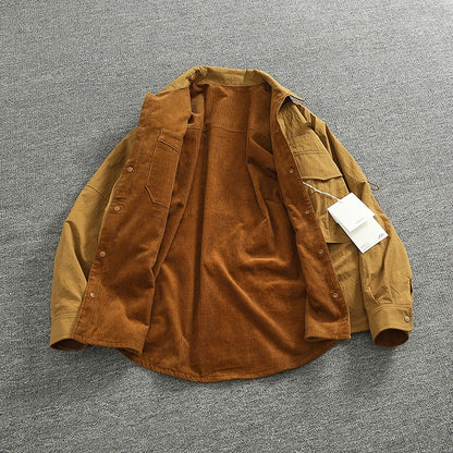 Reversible A+B fabric outdoor functional cargo jacket men's loose pocket lapel retro American casual jacket