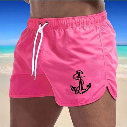 2024 Anchor Print Men's Swimwear Shorts Summer Beachwear Sexy Swim Trunks Men Swimsuit Low Waist Breathable Beach Male Wear Surf