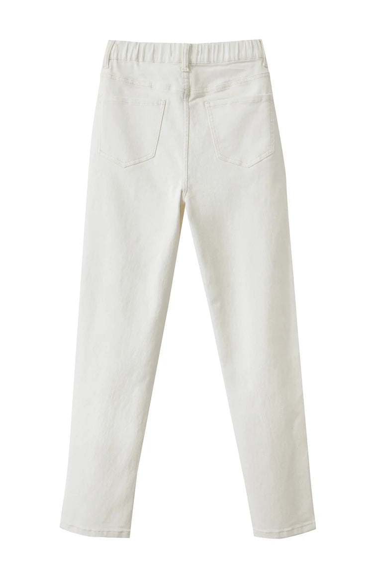 Amii 2025 Autumn Casual Slim Women Jeans Pants Elastic Waisted Cotton Jeans Tapered Fashion High Quality DenimTrousers 12541126