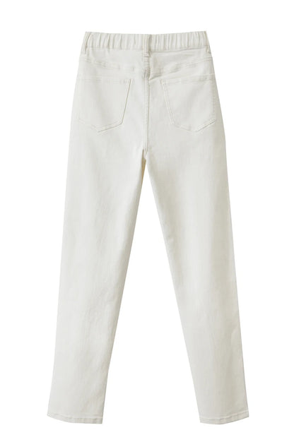 Amii 2025 Autumn Casual Slim Women Jeans Pants Elastic Waisted Cotton Jeans Tapered Fashion High Quality DenimTrousers 12541126