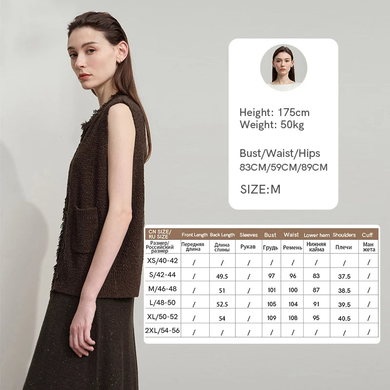 AMII Women's Vest 2025 Autumn New O-neck Elegant Retro Knitted Vest Women's Casual Versatile Loose Sleeveless Top Female12543082