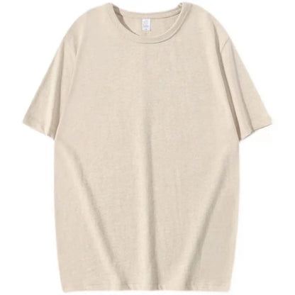 320g Cotton T Shirts Men Short Sleeved Heavyweight Summer Round Neck Loose Breathable Shirt for Men Women Basic Tees