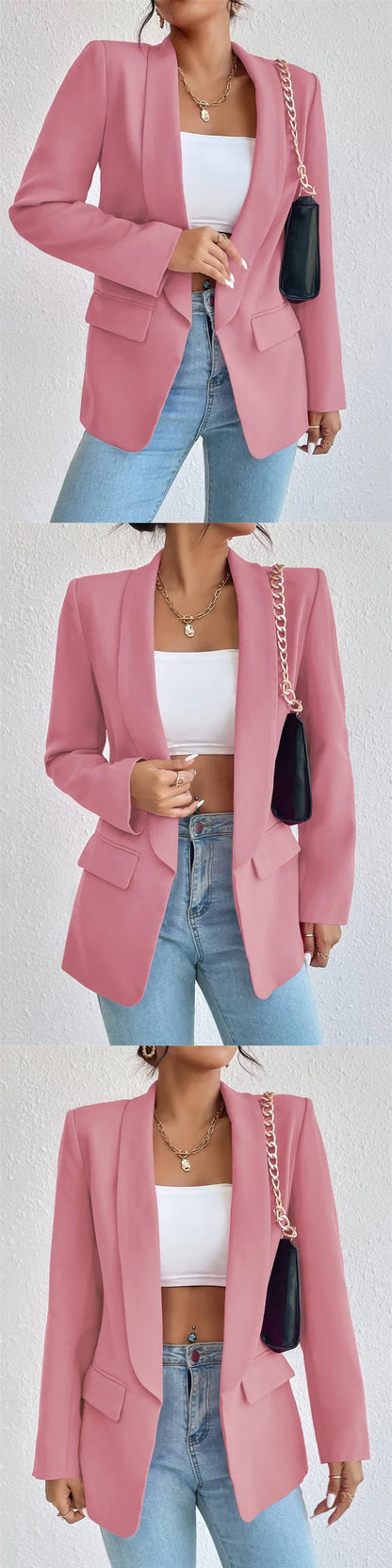 Korean Popular Pink New Outerwear Women 2024 Fashion Female Spring Jacket Casual Long Sleeve Black Blazer Coats