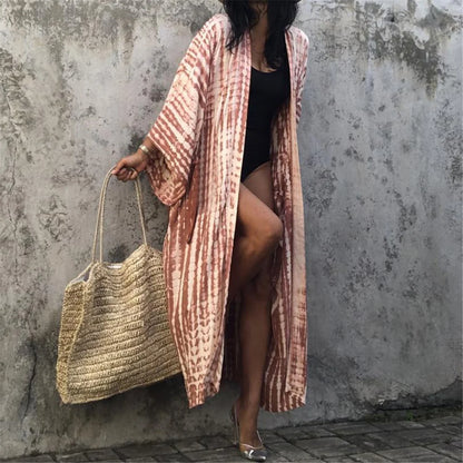 New 11 Colors Printed Long Sleeve With Belt Tunic Beach Cover Up Cover-ups Beach Dress Beach Wear Beachwear Female Women V4521