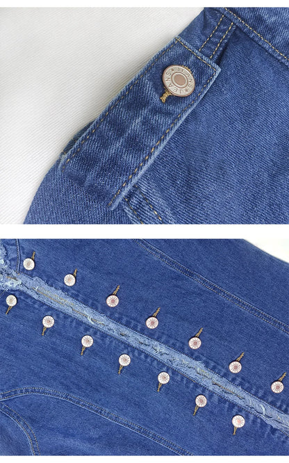 Women Vintage American Style Denim Jacket Spring Autumn Ladies Casual Slim Fit Single Breasted Long Sleeve Thin Jean Coat 2025