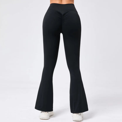 High Waist Sporty Flare Leggings Trousers Women Trends Scrunch Bum Leggings for Fitness Yoga Pants Gym Tights Push Up Red Black
