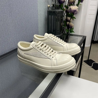 Men Casual Shoes Women Lace Up Leather Luxury Trainers Platform High Street Vintage Trendy Designer White Sneakers