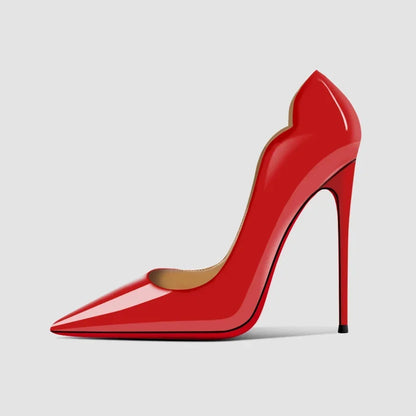 New 12cm pointed black high heels for women, slim heels with sexy temperament, shallow mouth, 34-46 red sole single shoes