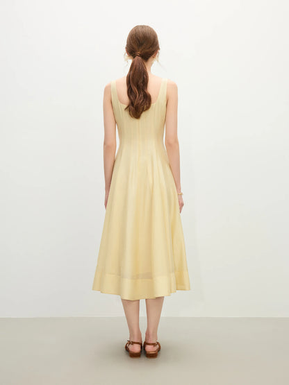 FSLE Three-dimensional Cutting High Waist Sleeveless Dress for Women 2025 Summer New Arrival Slimming Strappy Dress 25FS12099