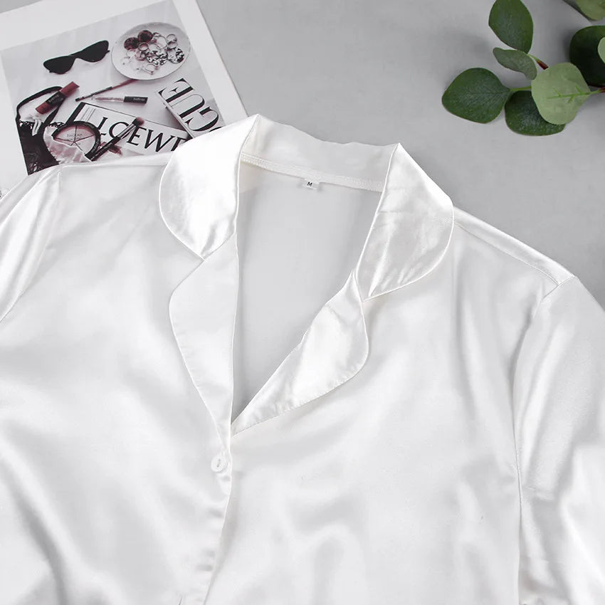NHKDSASA Feathers Sleepwear Female 2 Piece Set Long Sleeve Turn Down Collar Tops Satin Casual Women Sets With Pants Summer 2023