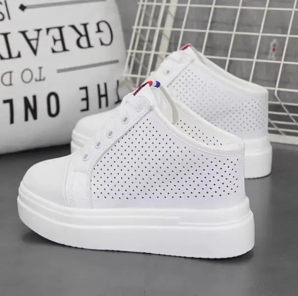 Summer White Korean Version of The Thick-soled Women's Vulcanized Shoes Fashion Mesh Breathable Non-slip Baotou Slippers 34-40