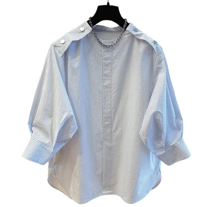 Elegant French Pullover Chic Design Tshirt Tees Women Buttons 2025 Summer Short Sleeve Shirt Korean Fashion Top