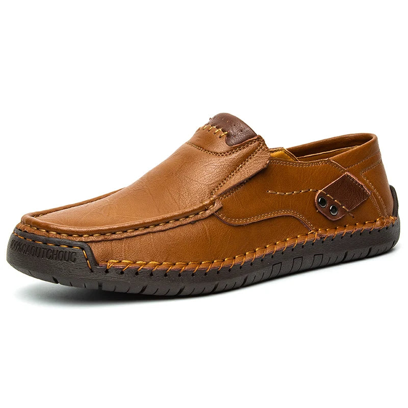 Handmade Leather Men Shoes Casual Comfortable Men Loafers Slip On Leather Shoes Men Flats Hot Sale Moccasins Walking Shoes Man