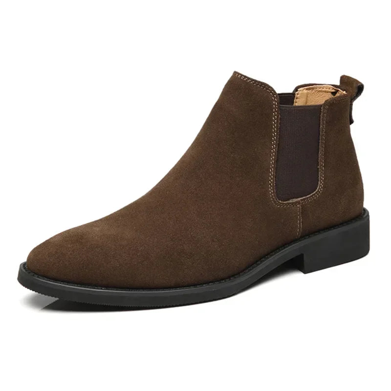 Men's Retro Classical Chelsea Boots Cow Suede Genuine Leather Mens Fashion Ankle Short Boot High-Top Casual Shoes for Men