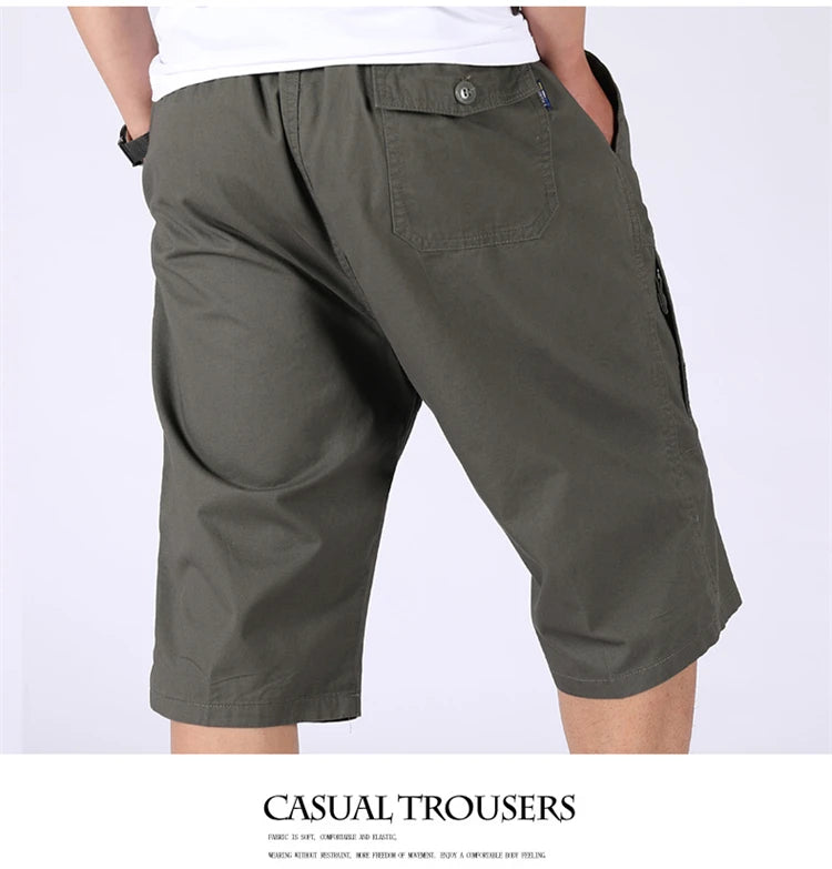Loose Casual Men Cargo Shorts Summer Pants Elastic Waist Large Size Outdoor Jogging Sweatpants Trend Multi Pockets Short Pants