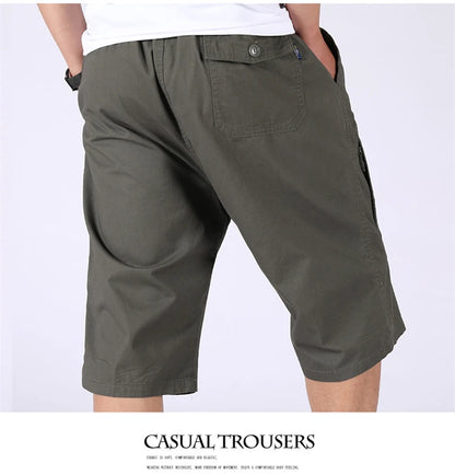 Loose Casual Men Cargo Shorts Summer Pants Elastic Waist Large Size Outdoor Jogging Sweatpants Trend Multi Pockets Short Pants
