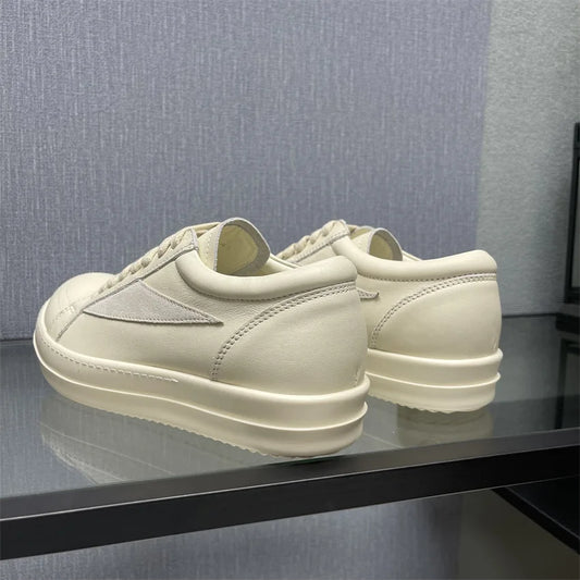 Men Casual Shoes Women Lace Up Leather Luxury Trainers Platform High Street Vintage Trendy Designer White Sneakers