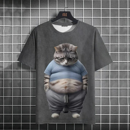 Funny T-Shirts For Men Animal Cat 3d Print Short Sleeve Summer Casual Breath T-Shirt Men Clothing Loose Oversized Tee Tops