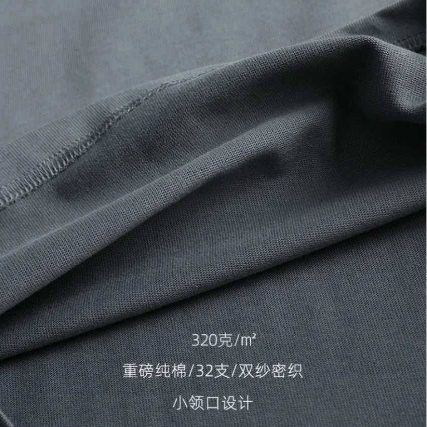 320g Cotton T Shirts Men Short Sleeved Heavyweight Summer Round Neck Loose Breathable Shirt for Men Women Basic Tees