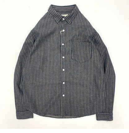 55% Linen 45% Cotton Vintage Striped Shirts for Men American Casual Retro Loose Blouses 2024 Spring Autumn Long Sleeve Male Tops