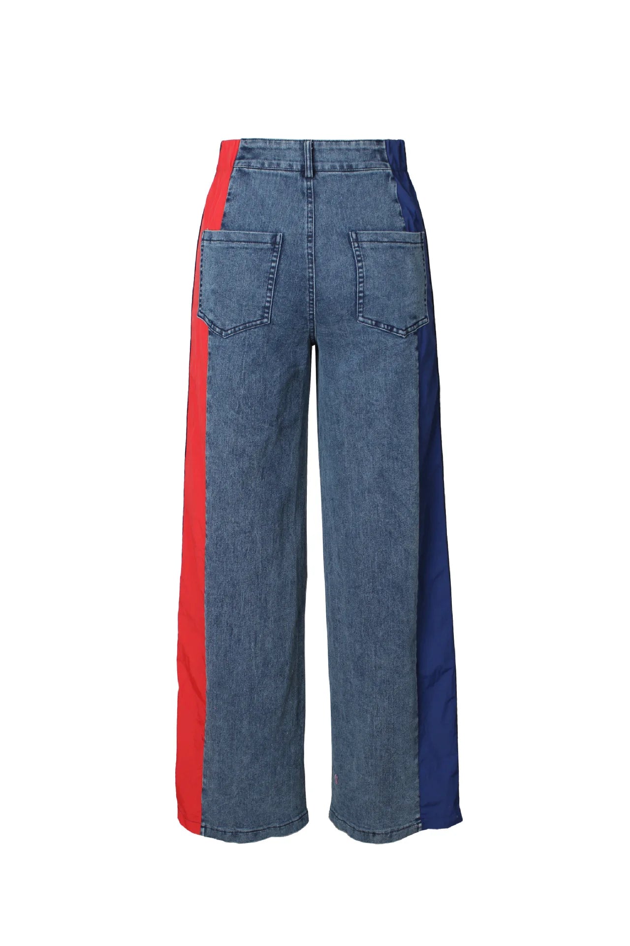 Denim Pants Women Patchwork Spliced Long Pant Mom Straight Button High Waist Casual Jeans Trousers Pocket Lady Y2k Autumn
