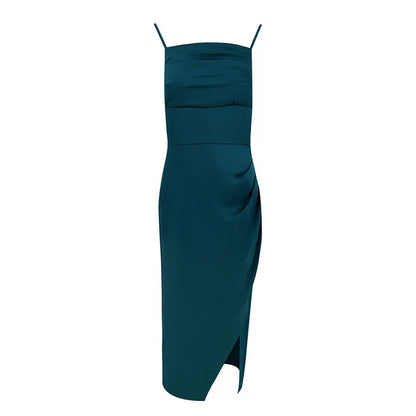 Women Sling Dresses Solid Sexy Backless Elegant Dress Summer Streetwear Fashion Zippers Casual Slim Lady Split Dresses Clothing