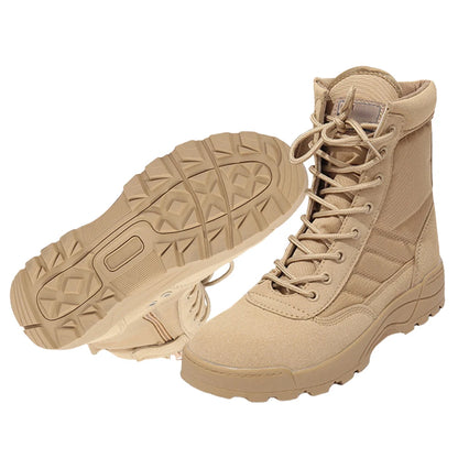 Desert Combat Boots Lace Up Outdoor Hiking Boots Breathable Hunting Training Boots High-top Lightweight Non-Slip for Men