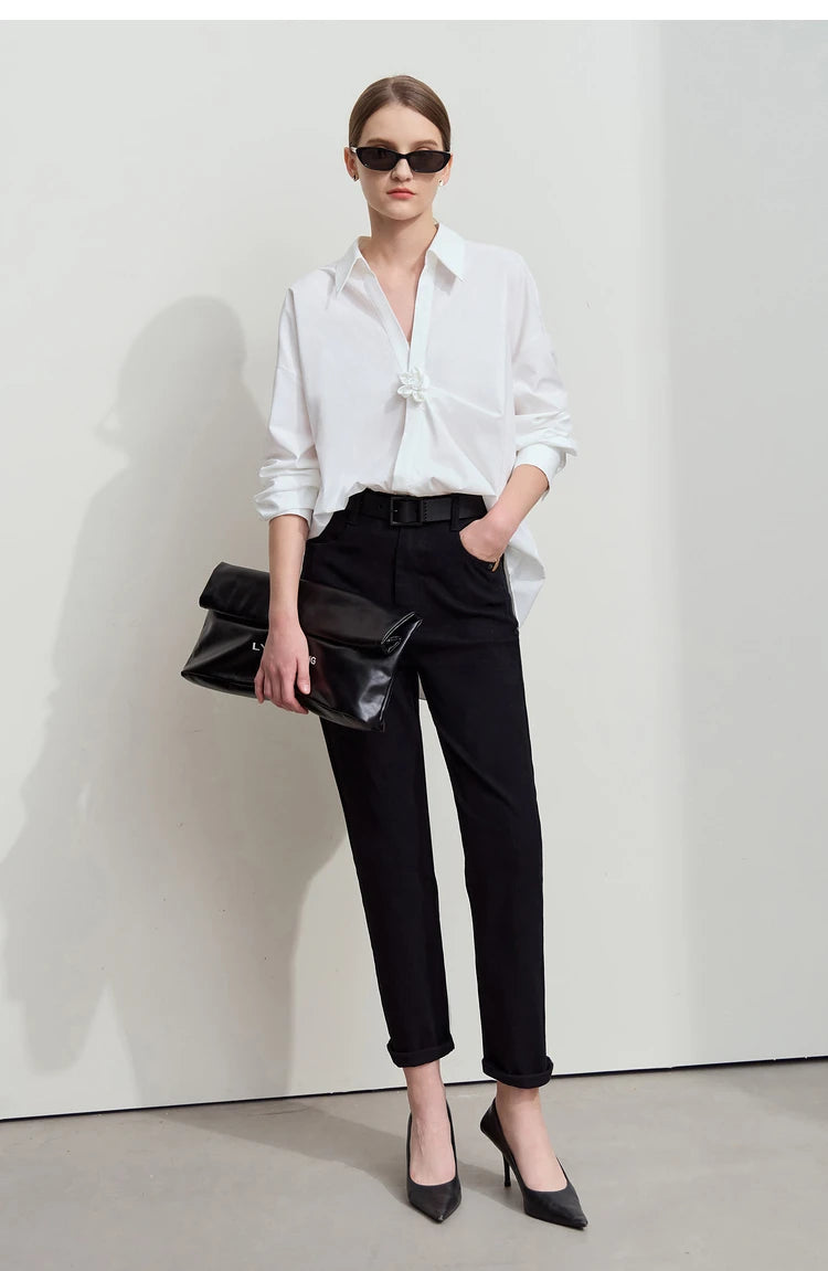 Amii 2025 Autumn Casual Slim Women Jeans Pants Elastic Waisted Cotton Jeans Tapered Fashion High Quality DenimTrousers 12541126