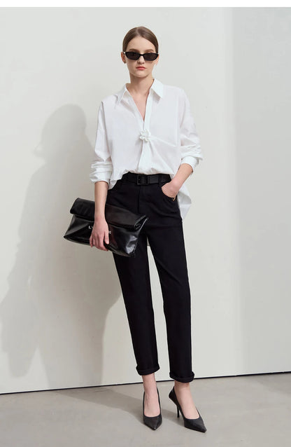 Amii 2025 Autumn Casual Slim Women Jeans Pants Elastic Waisted Cotton Jeans Tapered Fashion High Quality DenimTrousers 12541126