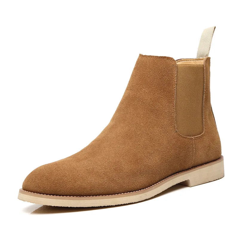 Men's Classic Retro Chelsea Boots Cow Suede Genuine Leather Mens British Style Ankle Boot Men Short Boots High-top Casual Shoes